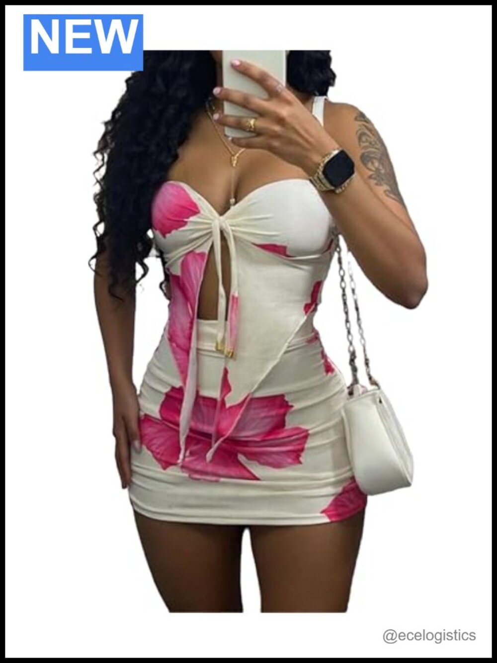 Women Floral Print 2 Piece Skirt Set Sleeveless Vest Top Bodycon Mini Skirt